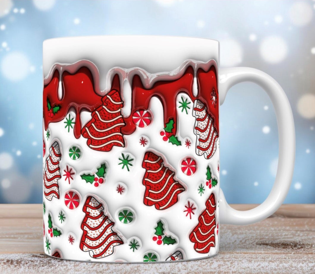 Puff Design: Christmas Trees & Holly 11oz Mug